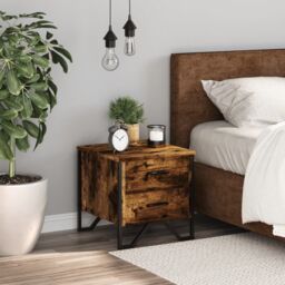 Berkfield Home Bedside Cabinet Smoked Oak 40x41x40 cm Engineered Wood in Brown - Size: 40 x 41 x 40 cm - thumbnail 3