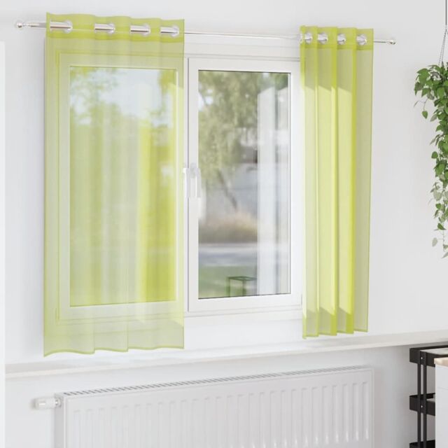 Berkfield Home Voile Curtains with Grommets 2 pcs Apple Green 140x175 cm - image 1