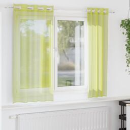 Berkfield Home Voile Curtains with Grommets 2 pcs Apple Green 140x175 cm - thumbnail 1