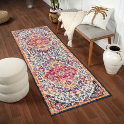 Livabliss Floransa Vintage Traditional Boho Living Rug in Pink - Size: 80 cm x 220 cm - thumbnail 8