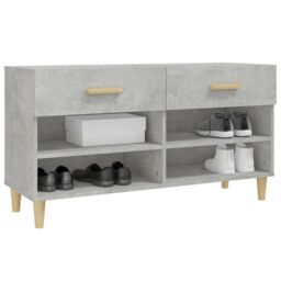 Berkfield Home Shoe Cabinet Concrete Grey 102x35x55 cm Engineered Wood - Size: 102 x 35 x 55 cm - thumbnail 4