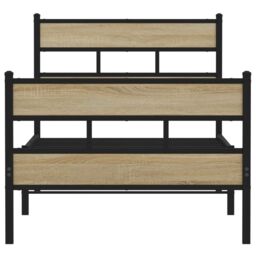 Berkfield Home Metal Bed Frame without Mattress Sonoma Oak 75x190 cm Small Single in Brown - thumbnail 4