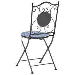Wyld and Coco Heritage Garden Bistro Set Black Iron Table Blue Mosaic Top - thumbnail 7