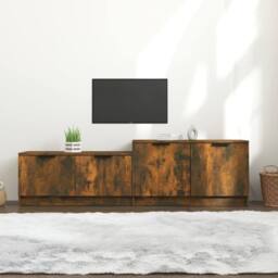 Berkfield Home TV Cabinet Smoked Oak 158.5x36x45 cm Engineered Wood in Brown - thumbnail 2