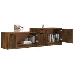 Berkfield Home TV Cabinet Smoked Oak 158.5x36x45 cm Engineered Wood in Brown - thumbnail 4