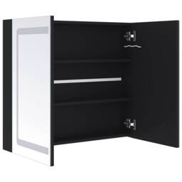 Berkfield Home LED Bathroom Mirror Cabinet 80x12.2x68 cm in Black - thumbnail 5