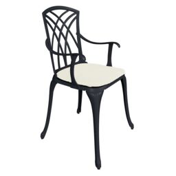 Charles Bentley Furniture 3 Piece Cast Aluminium Bistro Set Table & 2 Arm Chairs in Brown - thumbnail 5