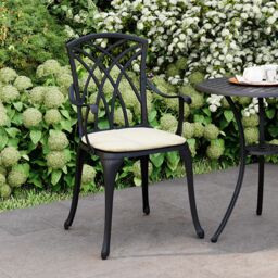 Charles Bentley Furniture 3 Piece Cast Aluminium Bistro Set Table & 2 Arm Chairs in Brown - thumbnail 2