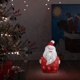 Berkfield Home LED Christmas Acrylic Santa Figure Indoor & Outdoor 28cm in Red