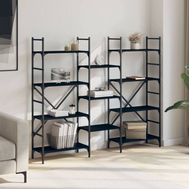 Berkfield Home Decorative Bookshelf Black 160x28.5x136.5 cm Engineered Wood - image 1