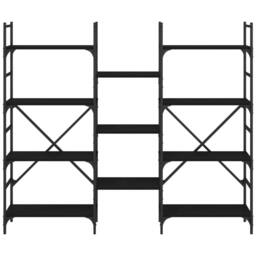 Berkfield Home Decorative Bookshelf Black 160x28.5x136.5 cm Engineered Wood - thumbnail 5