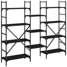 Berkfield Home Decorative Bookshelf Black 160x28.5x136.5 cm Engineered Wood - thumbnail 7