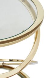 Orsina Clear Glass & Gold Metal Side Table, Contemporary End Table with Glass Top & Bottom Shelf, Modern Table - thumbnail 5