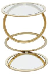 Orsina Clear Glass & Gold Metal Side Table, Contemporary End Table with Glass Top & Bottom Shelf, Modern Table - thumbnail 2