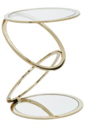 Orsina Clear Glass & Gold Metal Side Table, Contemporary End Table with Glass Top & Bottom Shelf, Modern Table - thumbnail 3