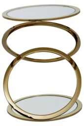 Orsina Clear Glass & Gold Metal Side Table, Contemporary End Table with Glass Top & Bottom Shelf, Modern Table - thumbnail 4