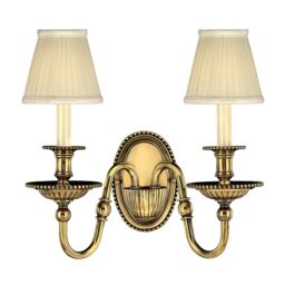 Netlighting Cambridge 2 Light Indoor Candle Wall Light Burnished Brass (Shades Sold Separately) E14 in Yellow - thumbnail 1