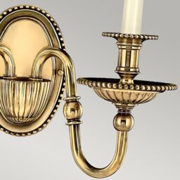 Netlighting Cambridge 2 Light Indoor Candle Wall Light Burnished Brass (Shades Sold Separately) E14 in Yellow - thumbnail 2
