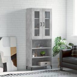 Berkfield Home Highboard Concrete Grey 69.5x34x180 cm Engineered Wood - thumbnail 2