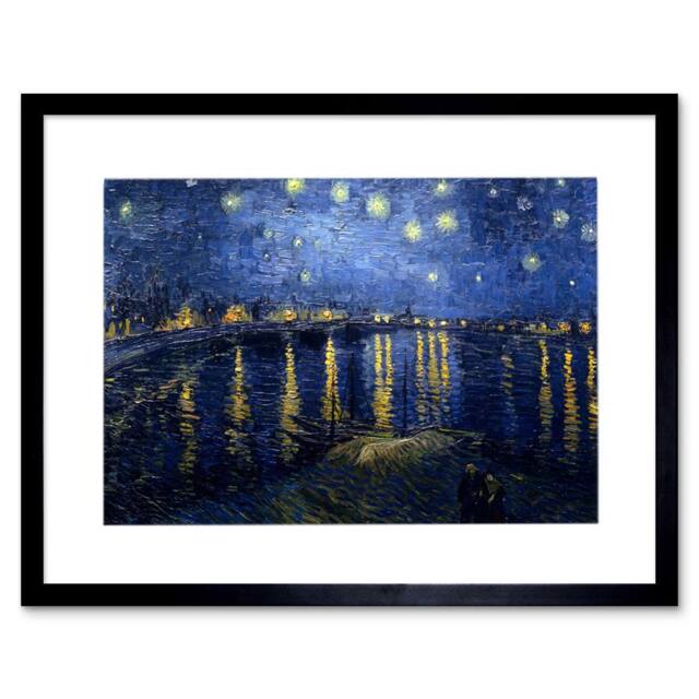 "Artery8 Van Gogh Starry Night 1888 Old Master 12x16"" Framed Art Print in Blue - Size: W12"" x H16""" - image 1