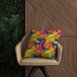Warren Reed - Designer Bright Abstract Pattern Outdoor Cushion in Yellow - Size: 60 cm x 60 cm - thumbnail 2