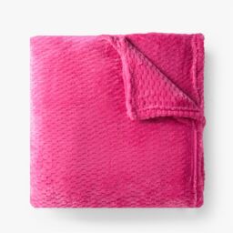 OHS Honeycomb Waffle Fleece Throw Soft Faux Fur Blanket in Bright Pink - Size: 200 cm x 240 cm - thumbnail 4