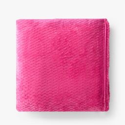 OHS Honeycomb Waffle Fleece Throw Soft Faux Fur Blanket in Bright Pink - Size: 200 cm x 240 cm - thumbnail 5