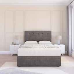 "Sloomy Jasmine Naples Bed Set With 4 Drawers, Mattress & 54"" Headboard in Dark Grey - Size: King" - thumbnail 2