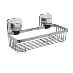 Showerdrape Pushloc Chrome Steel Suction Wall Mounted Rectangular Basket in Silver - thumbnail 6