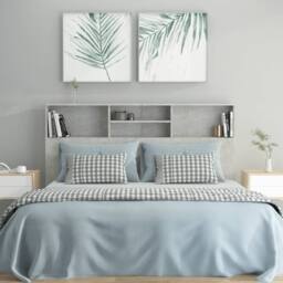 Berkfield Home Headboard Cabinet Concrete Grey 160x19x103.5 cm - thumbnail 3