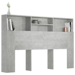 Berkfield Home Headboard Cabinet Concrete Grey 160x19x103.5 cm - thumbnail 4