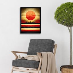 "Artery8 Wall Art Print Tokyo Sunrise Minimalist Industrial Red Black Art Framed - Size: W12"" x H16""" - thumbnail 2