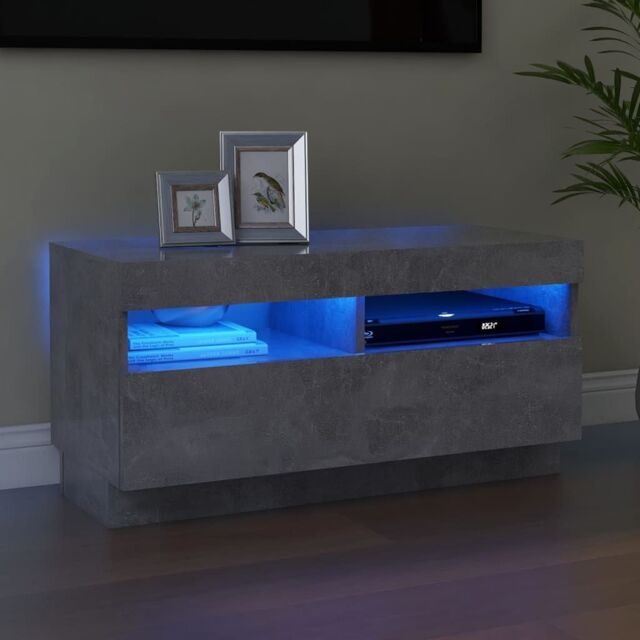 Berkfield Home TV Cabinet with LED Lights Concrete Grey 80x35x40 cm - Size: 80 x 35 x 40 cm - image 1