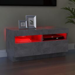 Berkfield Home TV Cabinet with LED Lights Concrete Grey 80x35x40 cm - Size: 80 x 35 x 40 cm - thumbnail 3