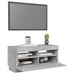 Berkfield Home TV Cabinet with LED Lights Concrete Grey 80x35x40 cm - Size: 80 x 35 x 40 cm - thumbnail 6