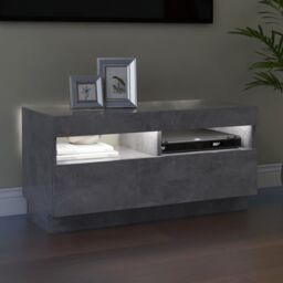 Berkfield Home TV Cabinet with LED Lights Concrete Grey 80x35x40 cm - Size: 80 x 35 x 40 cm - thumbnail 5