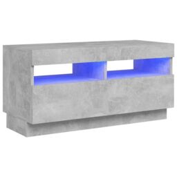 Berkfield Home TV Cabinet with LED Lights Concrete Grey 80x35x40 cm - Size: 80 x 35 x 40 cm - thumbnail 2