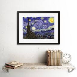 "Artery8 Van Gogh Starry Night Old Master Living Room 12x16"" Framed Art Print in Blue - Size: W12"" x H16""" - thumbnail 2