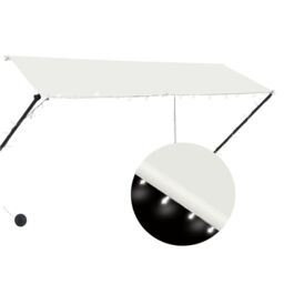 Berkfield Home Retractable Awning with LED 300x150 cm Cream in Beige - thumbnail 2