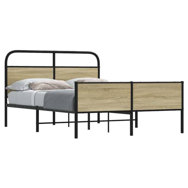Berkfield Home Bed Frame without Mattress 120x190 cm Sonoma Oak Engineered Wood in Brown - image 1