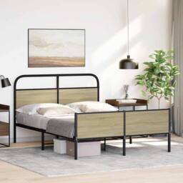 Berkfield Home Bed Frame without Mattress 120x190 cm Sonoma Oak Engineered Wood in Brown - thumbnail 4