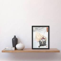 Artery8 Ogata Gekko Framed Wall Art Print Mizue Urashima Sea Turtle Myth in Beige - Size: A4 - thumbnail 2