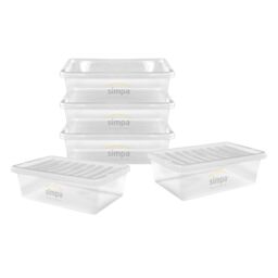 simpa 32L Compact Underbed Plastic Storage Boxes - Set of 5 in Clear - thumbnail 1