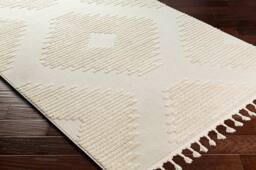 Livabliss Nora-Geometric Grey Ivory High Pile Fringe Living Dining Bedroom Rug - Size: 200 cm x 275 cm - thumbnail 6