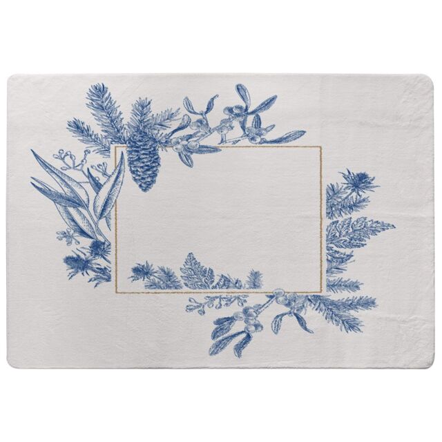 Benjamin Tate Design Christmas Holiday Frame With Pine Branches Rug in Natural - Size: Large - image 1