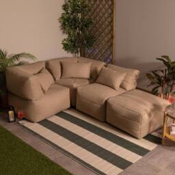 icon 4pcs Noa Bean Bag, 2x Corner, 1x Recliner, 1x Slab, Outdoor Woven Natural - thumbnail 1