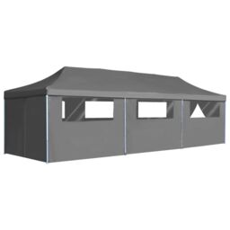 Berkfield Home Folding Pop-up Party Tent with 8 Sidewalls 3x9 m Anthracite in Black - thumbnail 1