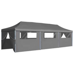 Berkfield Home Folding Pop-up Party Tent with 8 Sidewalls 3x9 m Anthracite in Black - thumbnail 2