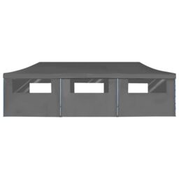 Berkfield Home Folding Pop-up Party Tent with 8 Sidewalls 3x9 m Anthracite in Black - thumbnail 3