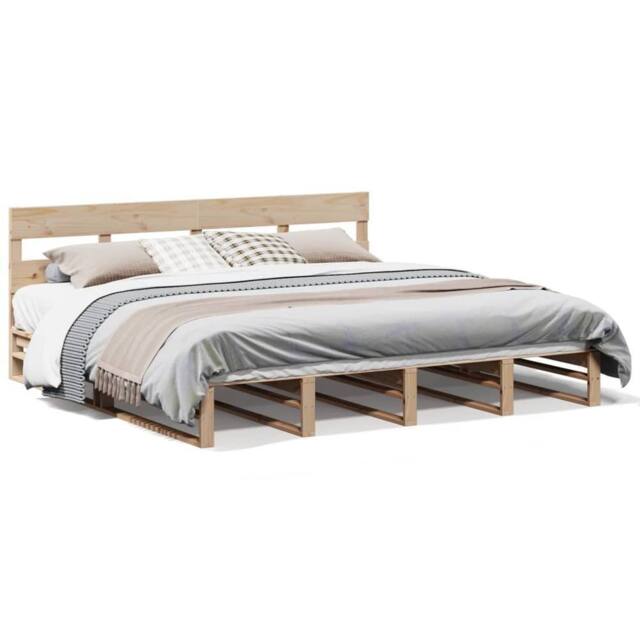 Berkfield Home Bed Frame without Mattress 200x200 cm Solid Wood Pine in Natural - image 1